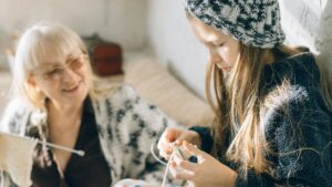 A Girl Wearing Beanie Doing Crochet