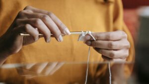 A Person Crocheting