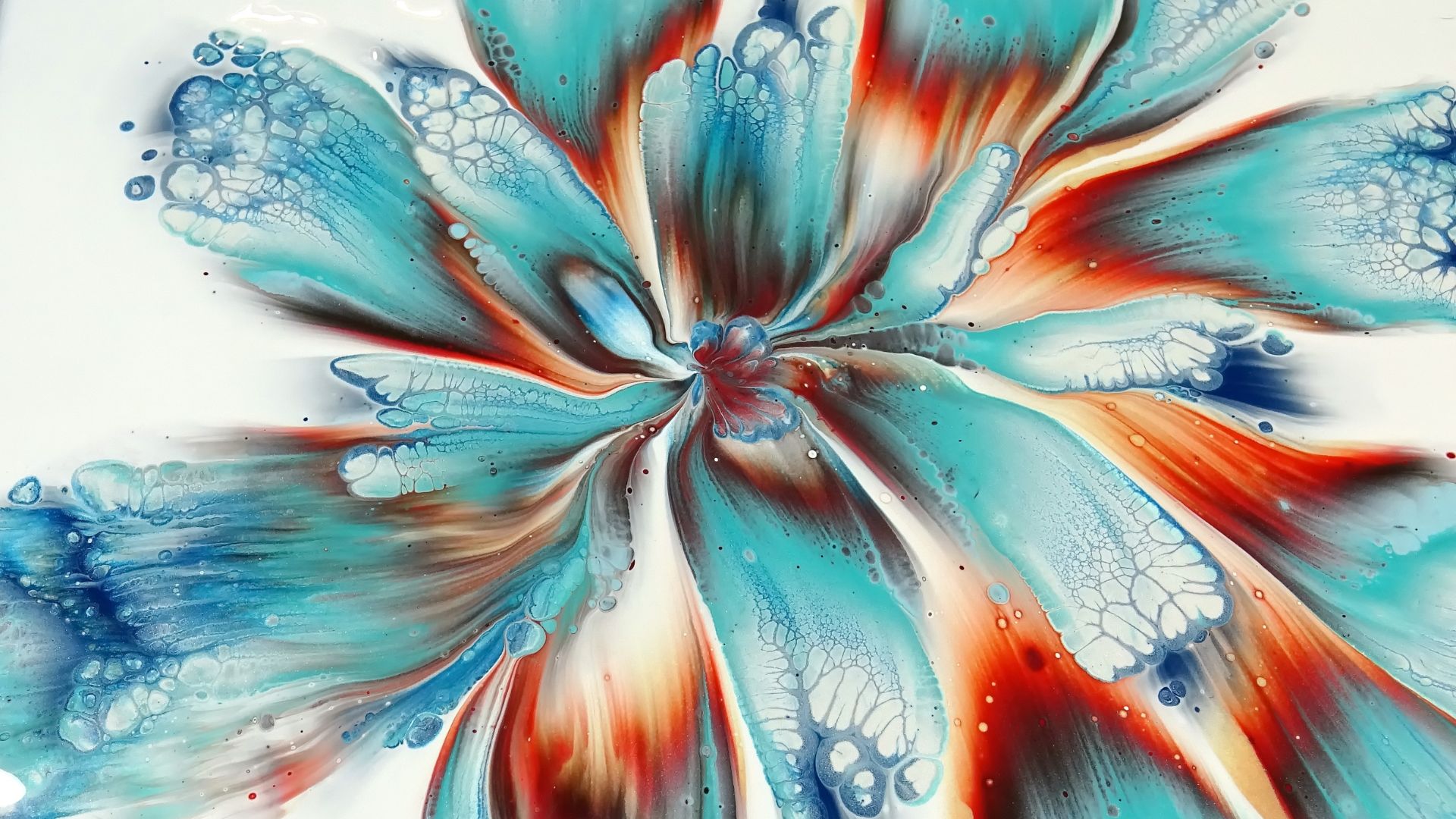 Blue and Orange Flower Painting