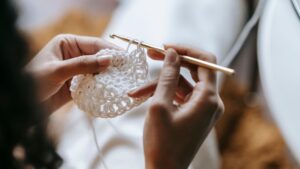 Close-up of Woman Crocheting