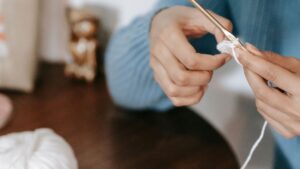 Close-up of a Woman Crocheting m,