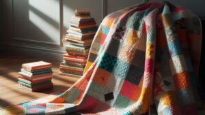 Colourful Quilt and a stack of blocks