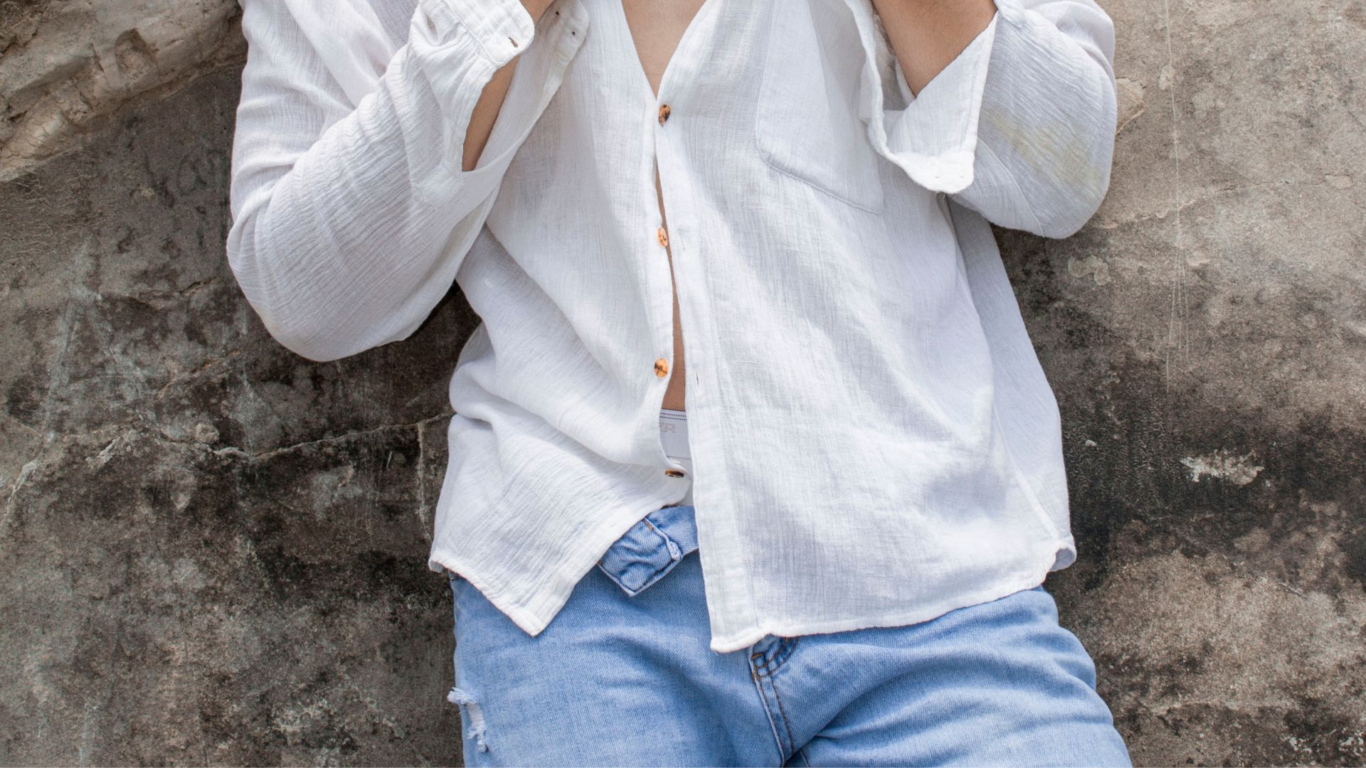 Man in White Dress Shirt and Blue Denim Jeans