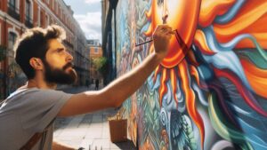 STREET ARTist Painting an Outdoor Mural