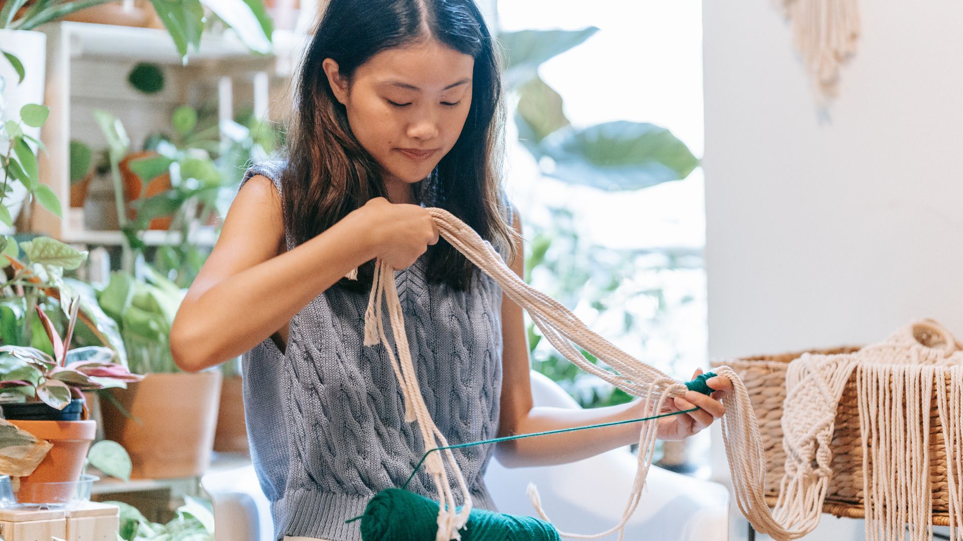 Woman holding a Crochet